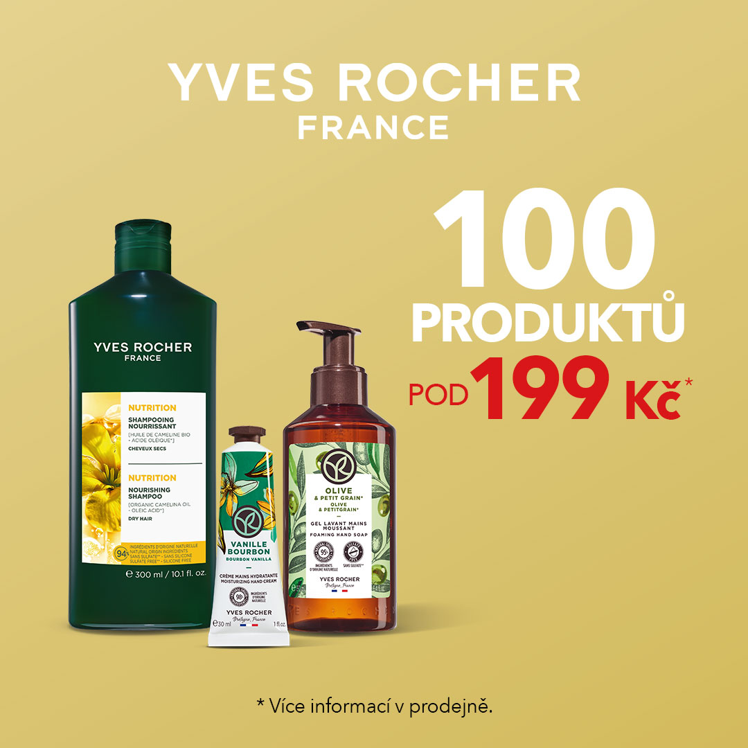 100 products from Yves Rocher herbal cosmetics under 199 CZK
